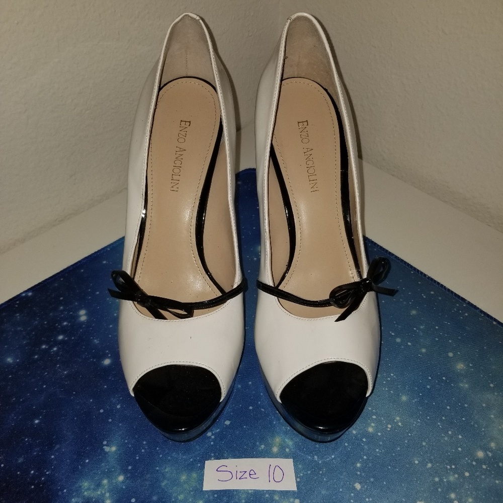 Black and white high heels